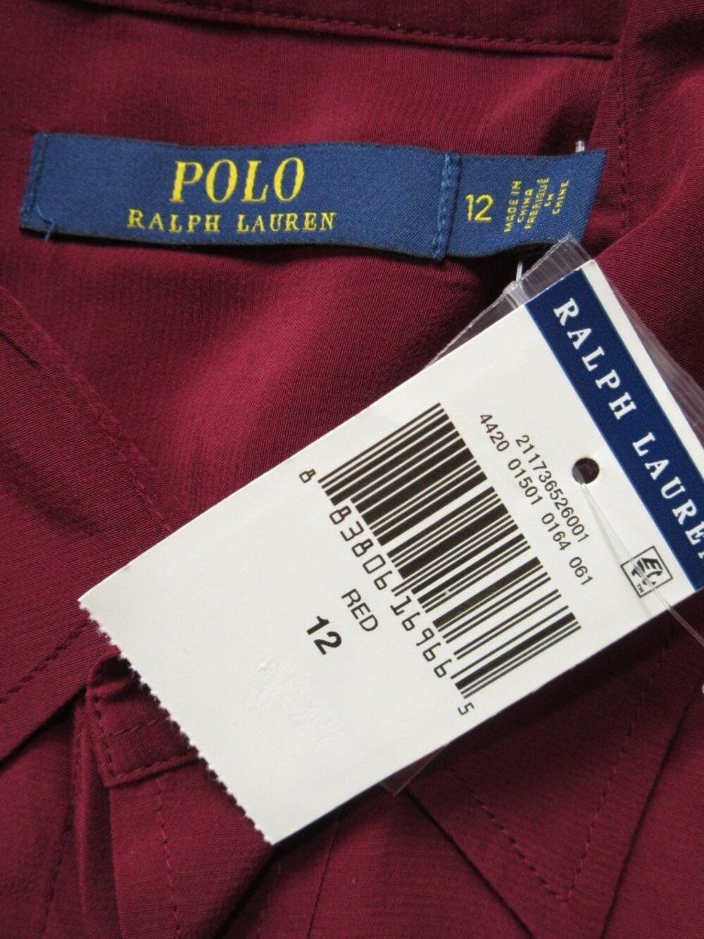 NWT Polo Ralph Lauren Crepe Midi in Red Oxblood Belted Utility Shirt Dress 12 - Picture 6 of 6